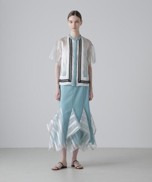 リピーター様 美品 アドーア 洗える ブラウンストライプ ブラウスシャツ 38 ADORE（アドーア） ブラウス シャツ シアーストライプブラウス