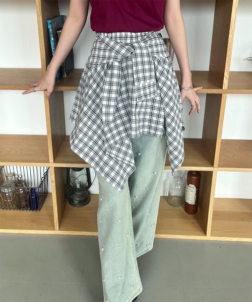 スカート シャツライクアシメチェックスカート : ZOZOTOWN Yahoo