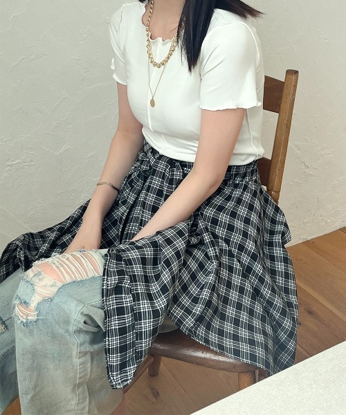 シャツライクアシメチェックロングスカート JEANASIS｜シャツライクアシメチェックロングスカート | Rakuten