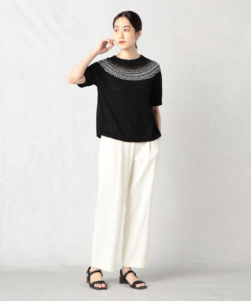 「Comme ca Mature」 半袖ニット FREE ブラック レディース_画像6