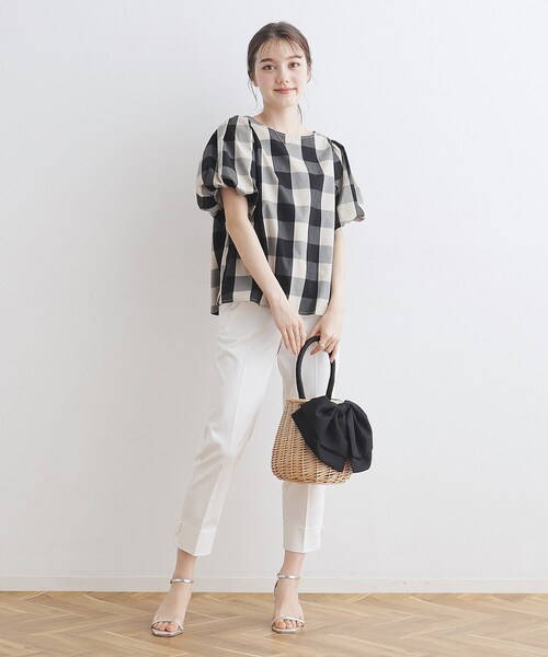 「couture brooch」 半袖ブラウス 42 ネイビー レディース_画像2