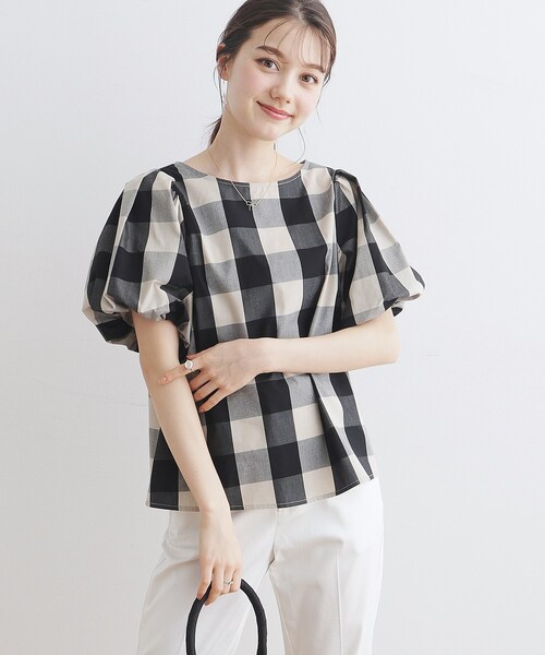 「couture brooch」 半袖ブラウス 42 ネイビー レディース_画像5