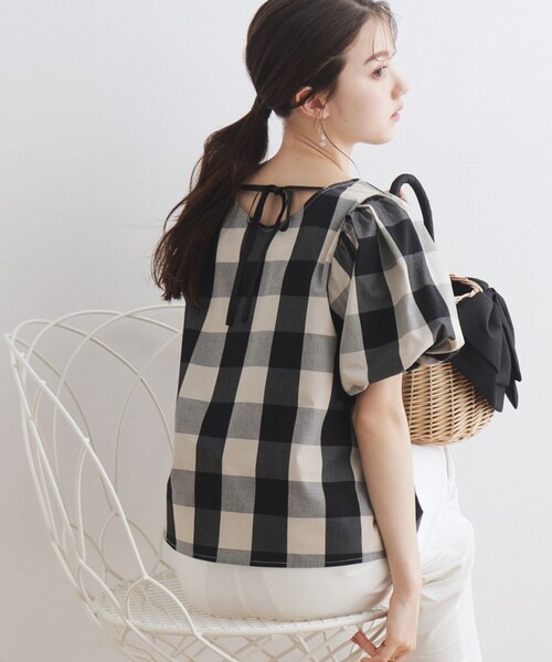 「couture brooch」 半袖ブラウス 42 ネイビー レディース_画像8