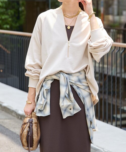 ♢美品♢ RIVE DROITE リヴドロワ Vネックニット ゆったり ベージュ 程よい抜け感が魅力的】ペーパーヤーンVネックニット | RIVE