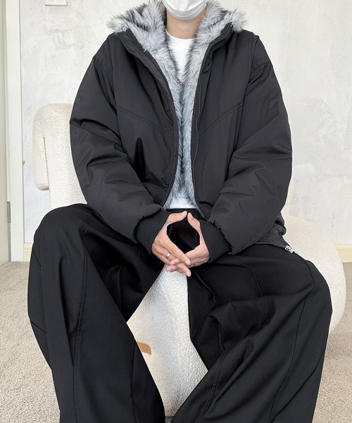 ブルゾン アウター 「FVLMEN」stand neck fur zip jacket/スタンド