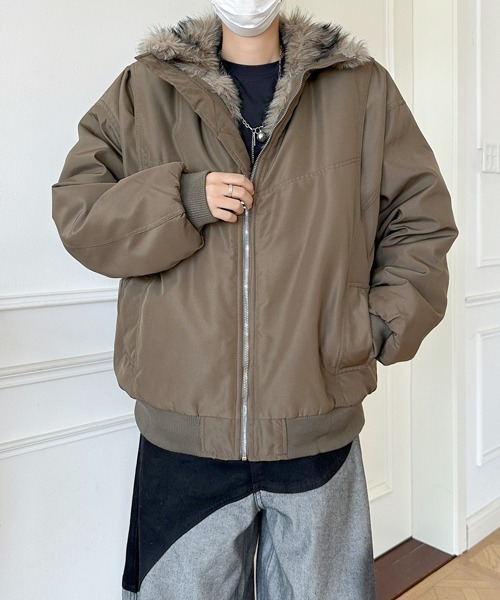 ブルゾン アウター 「FVLMEN」stand neck fur zip jacket/スタンド