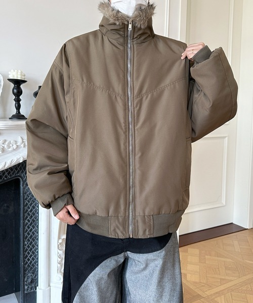 ブルゾン アウター 「FVLMEN」stand neck fur zip jacket/スタンド