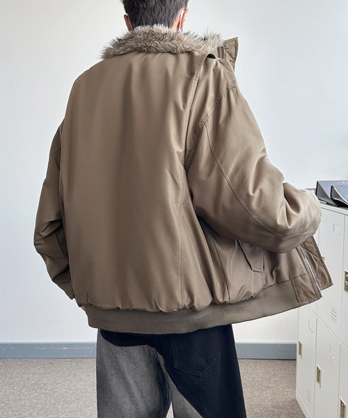 ブルゾン アウター 「FVLMEN」stand neck fur zip jacket/スタンド