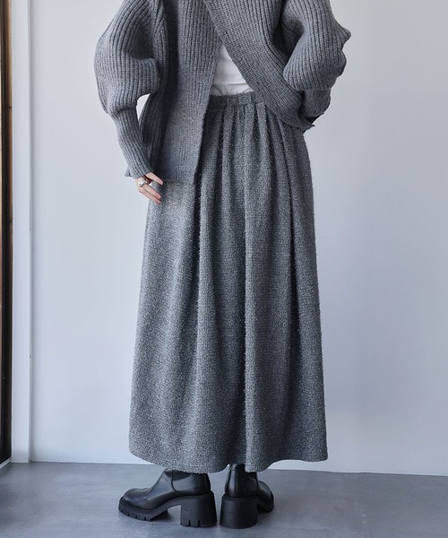 ELFRANK スカート 「2025AW」ラメシャギー ロング フレアスカート