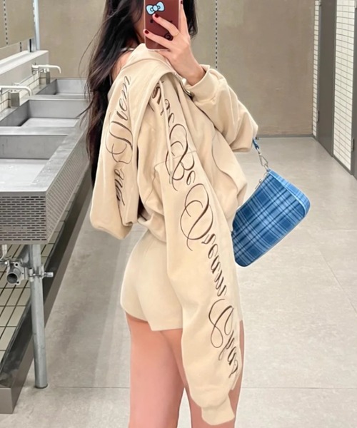 DIAVEL パーカー Y2Kロゴデザインジップフーディ／ストリートガール