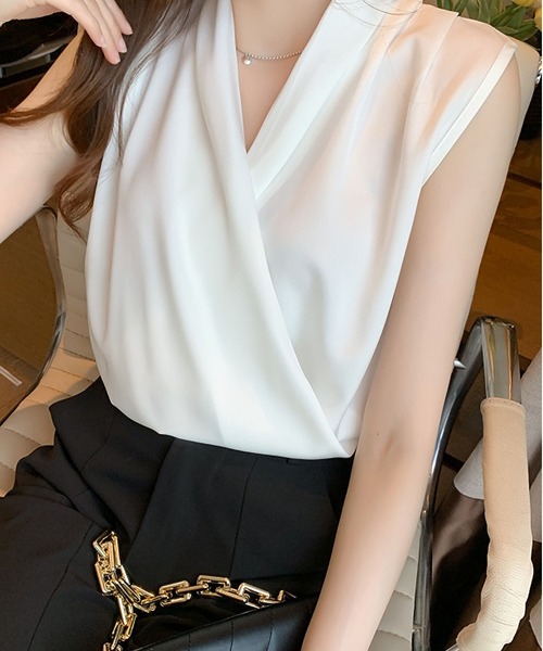 「BLANC FICELLE」 「YIYI」ノースリーブブラウス M ブラック レディース_画像5