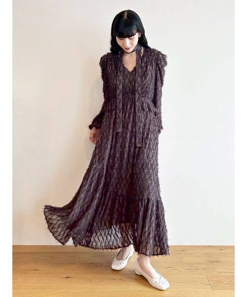 LILY BROWN（リリーブラウン） ワンピース ボウタイ付きフリンジ