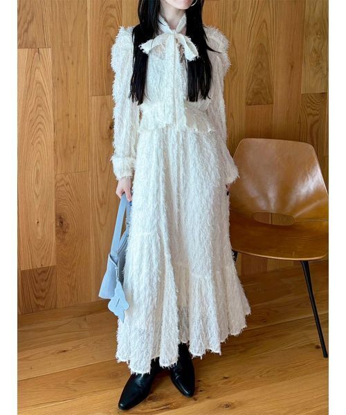 LILY BROWN（リリーブラウン） ワンピース ボウタイ付きフリンジ