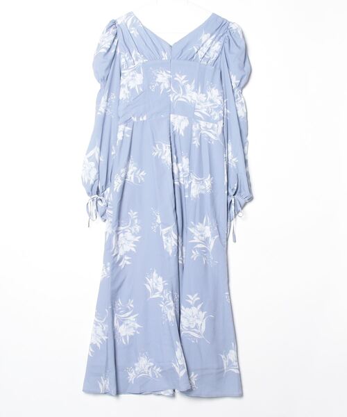 Her lip to 「Her to」 花柄長袖ワンピース M ブルー レディース