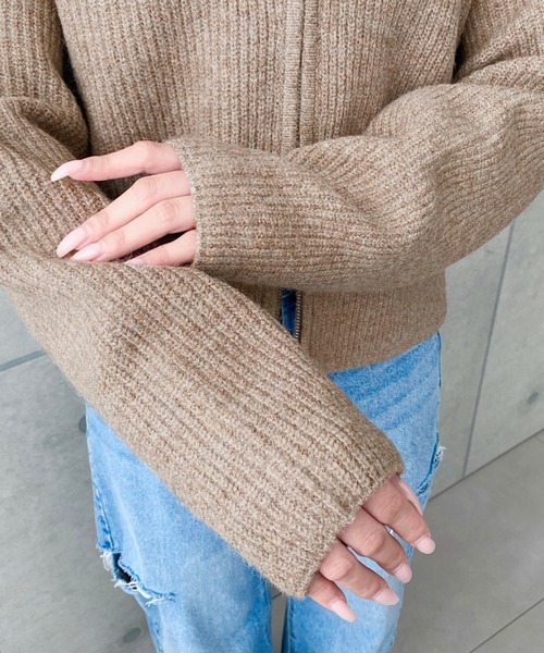 tan カーディガン 片畦ニット襟付きカーディガン｜BIGI online store - ビギ オンライン