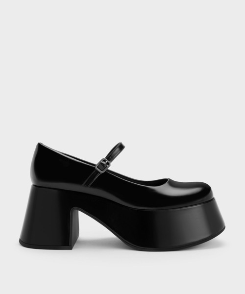 新品‼︎CHARLES & KEITH レザーブラックハイヒールパンプス CHARLES ＆ KEITH（チャールズ&キース） 「CHARLES & KEITH」 パンプス