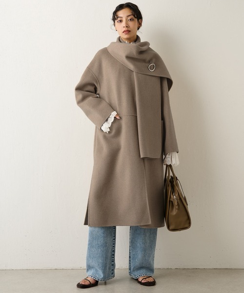 SALE【ウィムガゼット】アンゴラウール ノーカラーラップコート 大きい Whim Gazette（ウィムガゼット）の「アンゴラウールノーカラーラップ