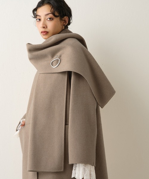 2936y美品　ウィムガゼット　ノーカラーウールショートコート　キャメルベージュ 2936y美品 ウィムガゼット ノーカラーウールショートコート キャメル