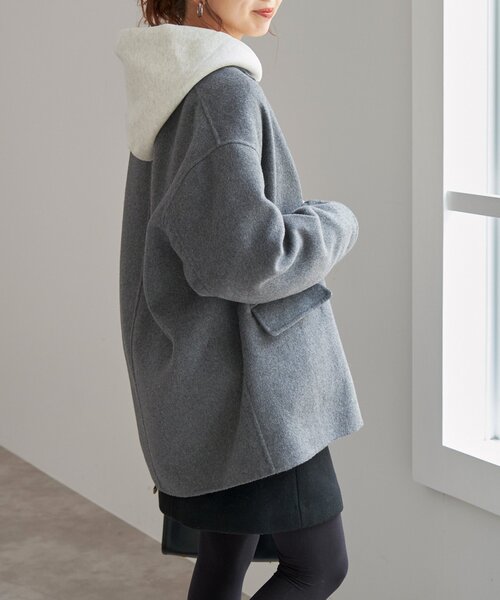 新品未使用‼️spick&span ウールミックスリバージャケットグレー 36 未使用品 スピック&スパン 24AW ウールミックスリバージャケット