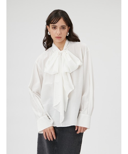 FRAY I.D リボン付き長袖ブラウス ホワイト FRAY I.D（フレイ・アイディー） 長袖ブラウス FREE ホワイト