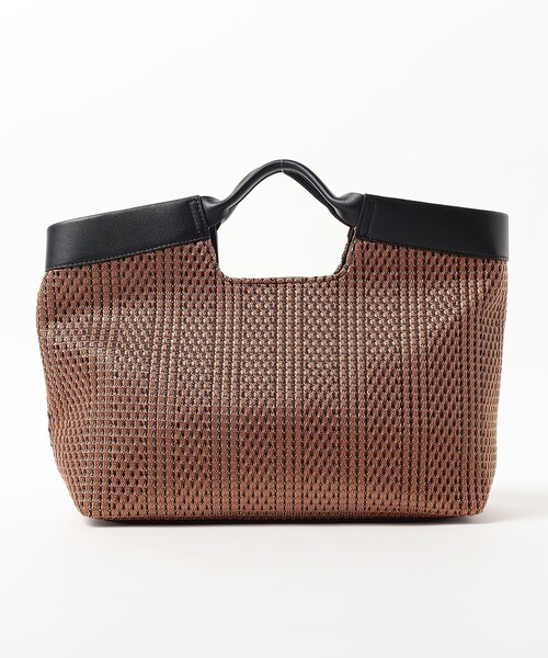 BEAMS HEART メッシュかごバッグ ブラウン 中型 BEAMS HEART（ビームス ハート） トートバッグ 2WAY レース編み バッグ