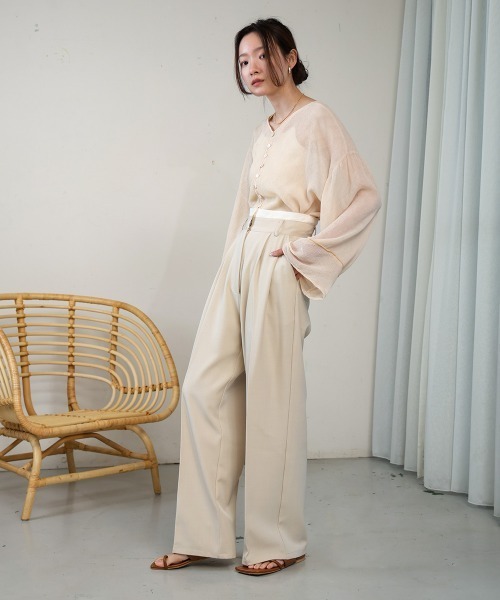 「Bab」 スラックス M グレイッシュベージュ レディース_画像4