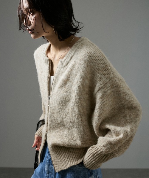 [新品]salon adam et rope カーディガン　ベージュ SALON adam et rope'（サロン アダム エ ロペ） ニットカーディガン
