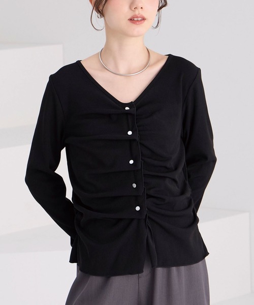 Elishe tシャツ フロントタックボタントップス レディース : ZOZOTOWN