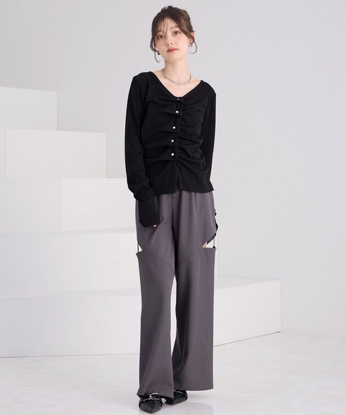 Elishe tシャツ フロントタックボタントップス レディース : ZOZOTOWN
