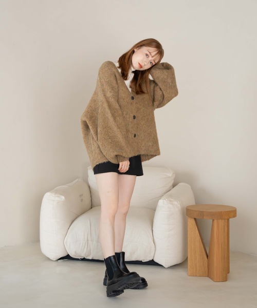 「hinari」 ニットカーディガン FREE アイボリー レディース_画像5