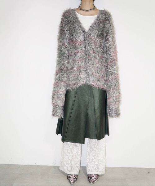 「musubore」 ニットカーディガン FREE シルバー レディース_画像9