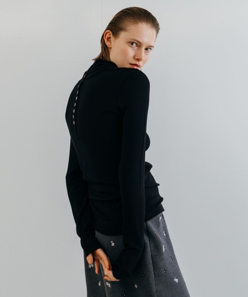 ヘンネ KISHIMEN TOPS ハイネックトップス F 黒 ブラック 白 CREDONA - ヘンリーハイネックトップス (ブラック) HENRY HIGH NECK