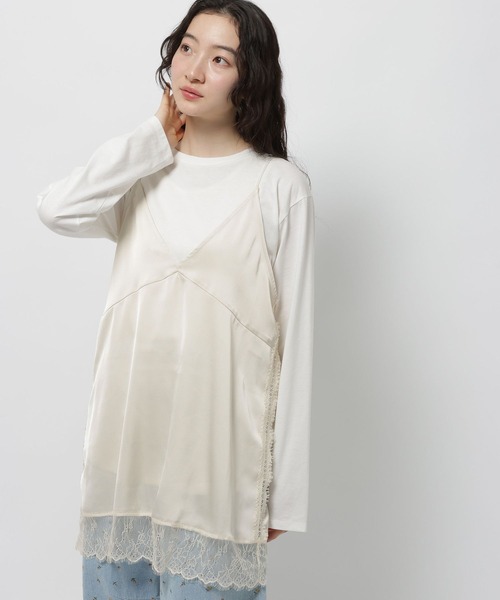 ニコアンドnikoand...新品未使用レーストリムキャミソール/ドット/完売色 niko and…（ニコアンド） チュニック レーストリムキャミソール