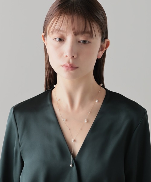 ネックレス Y字デザインパールネックレス レディースの画像