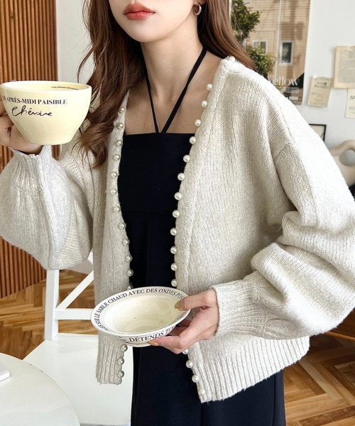 「moment+」 ニットカーディガン M アイボリー レディース_画像2