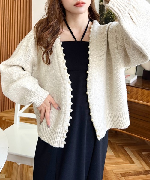 「moment+」 ニットカーディガン M アイボリー レディース_画像4