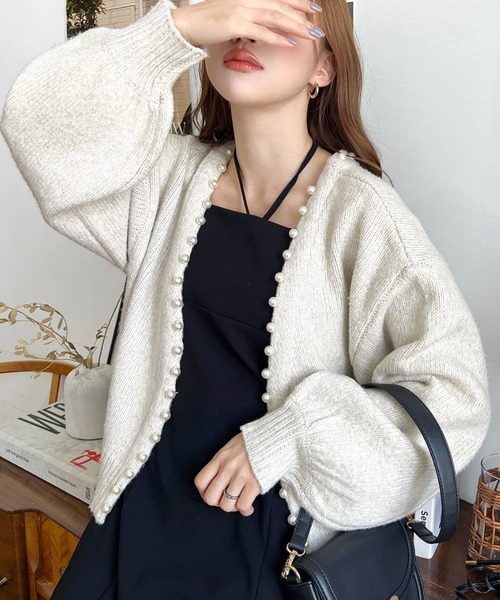 「moment+」 ニットカーディガン M アイボリー レディース_画像5