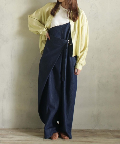 新品・未使用】otona satin wide salopette(navy) レディース 【新品