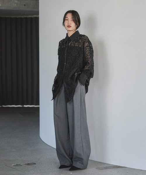 「feepur」 長袖ブラウス MEDIUM ブラック レディース_画像6