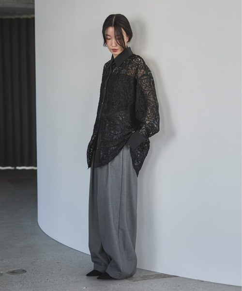 「feepur」 長袖ブラウス MEDIUM ブラック レディース_画像7