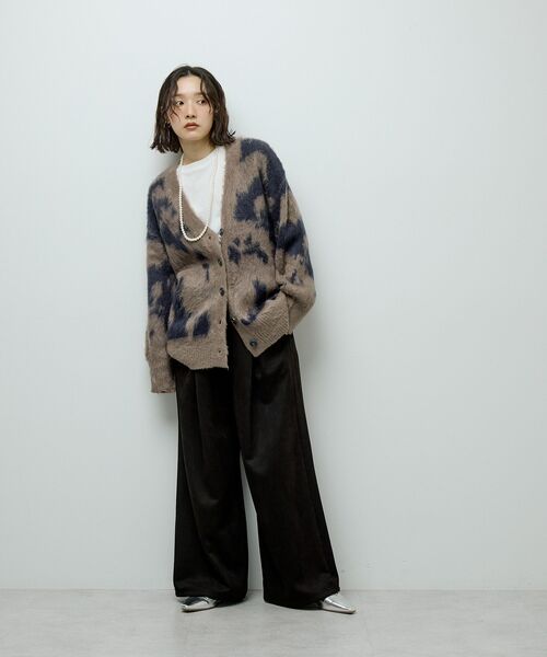 「Green Parks」 「chocol raffine robe」ニットカーディガン FREE チャコールグレー レディース_画像2