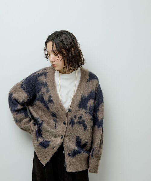 「Green Parks」 「chocol raffine robe」ニットカーディガン FREE チャコールグレー レディース_画像5