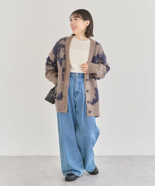 「Green Parks」 「chocol raffine robe」ニットカーディガン FREE チャコールグレー レディース_画像9