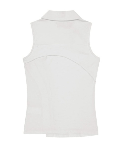 タンクトップ ノースリーブ 「OJOS」Curved Cut Collar Tank