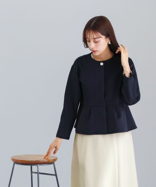 「Emilyan」 ノーカラージャケット M ネイビー レディース_画像8