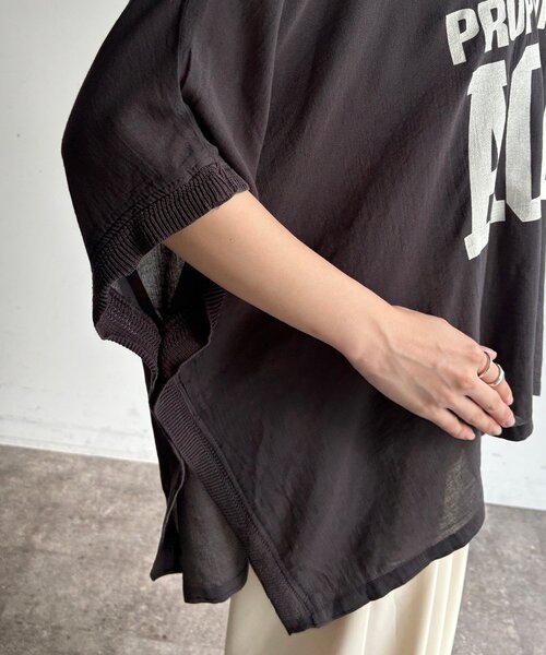 DouDou（ドゥドゥ） tシャツ シアーポンチョロゴTEE レディース