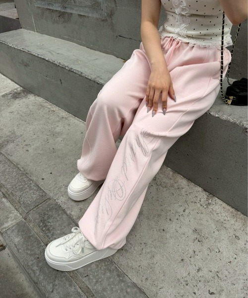 continuer de NICE CLAUP スウェットパンツ ジャージ キラキラロゴ