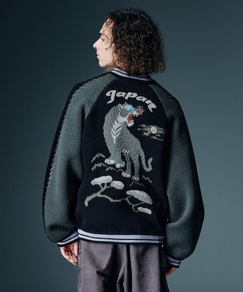 glamb 虎刺繍 スカジャン ネイビー glamb（グラム） スカジャン Peace Tiger Knit Ska Jumper / ピース