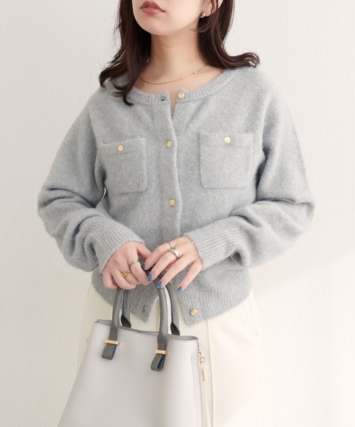 「natural couture」 ニットカーディガン FREE グレー レディース_画像2