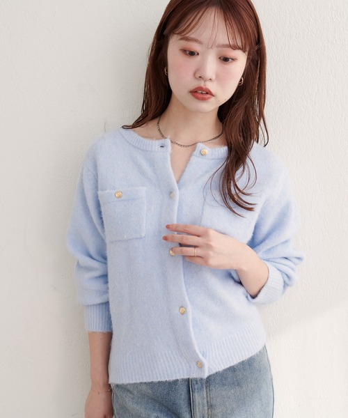 「natural couture」 ニットカーディガン FREE グレー レディース_画像3